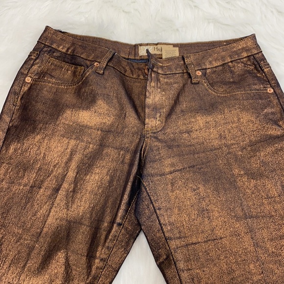 HYBRID & COMPANY METALLIC BRONZE JEANS SIZE 13 Jr - Picture 3 of 8